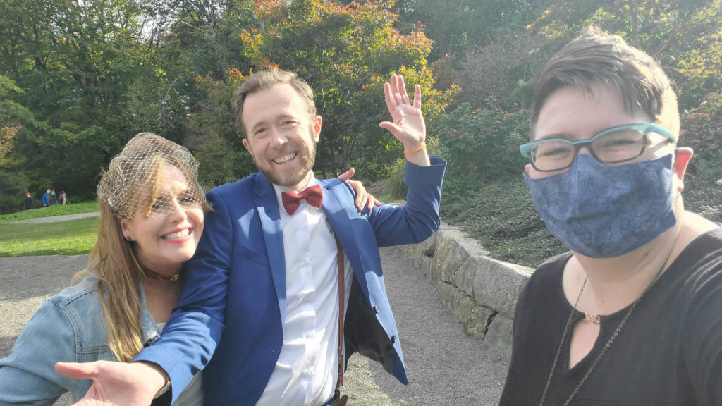 bride and groom at kubota garden elopement