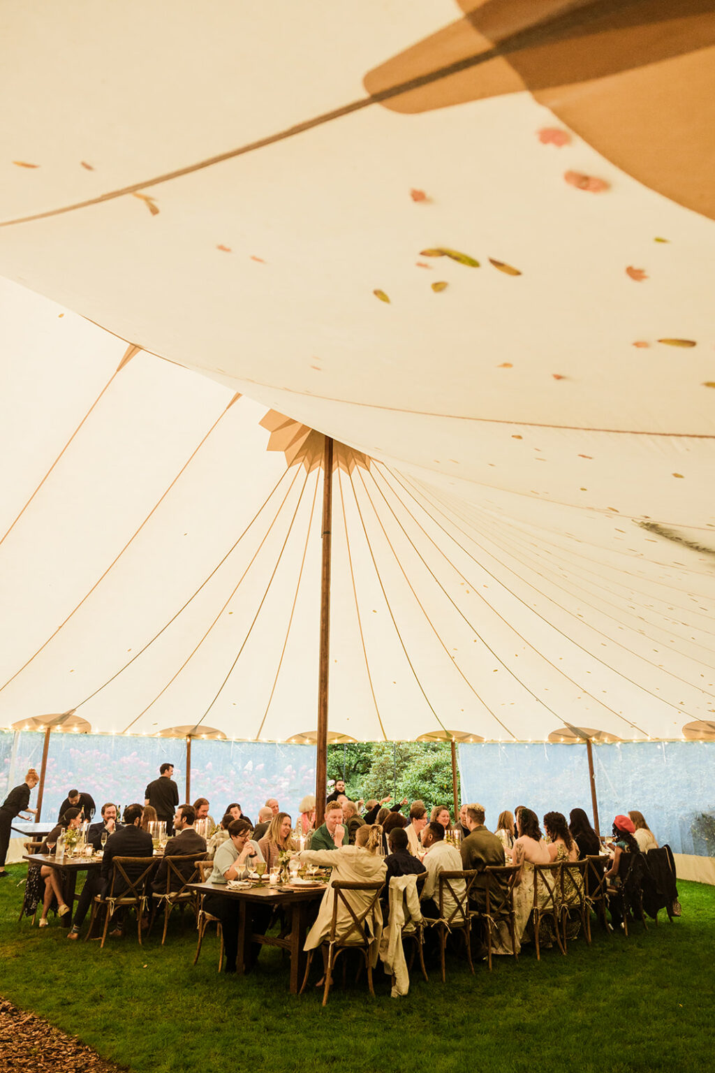 small lesbian wedding under sailcloth tent at Bella Luna Farms Snohomish