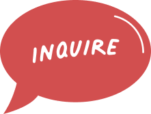 coral speech bubble icon with "inquire" text