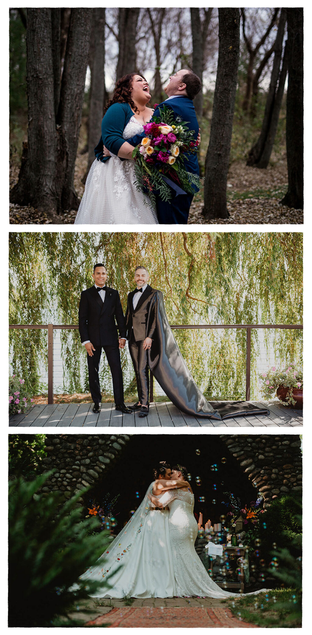 photo strip with queer and luxury weddings highlighted