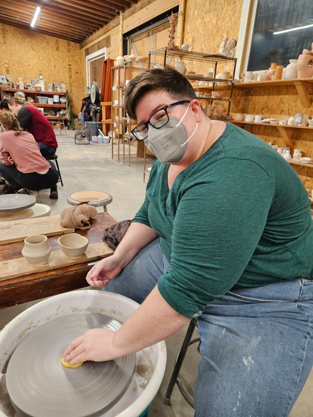 Cindy Savage, Seattle wedding planner, working on a pottery project