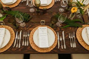 botanical tablescape layout at wedding in Seattle