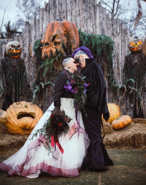 Korri and Lillith at their goth themed wedding in Seattle