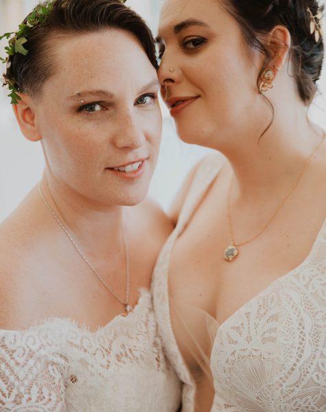 brides in luxury bridal portrait at their wedding