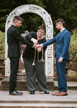 two grooms getting married by Cindy Savage, a wedding officiant in Seattle